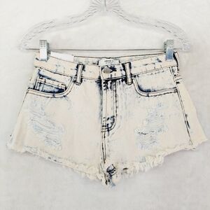 Forever 21 White & Blue A-Line Jean Shorts With Pockets 592